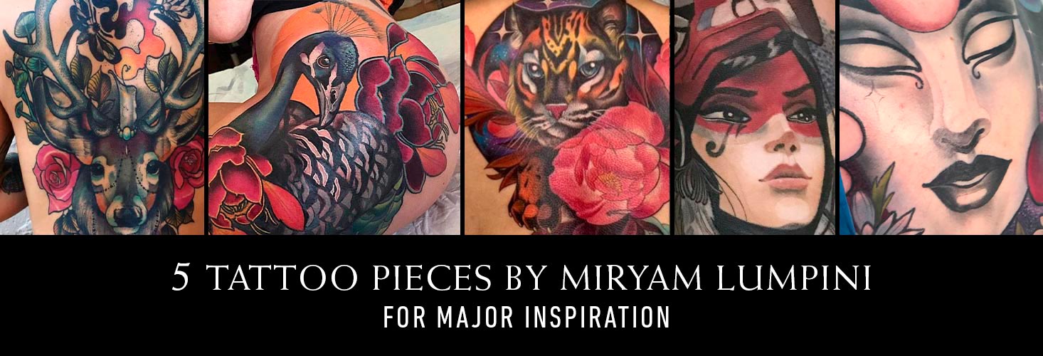 grid of tattoos done by Miryam Lumpini